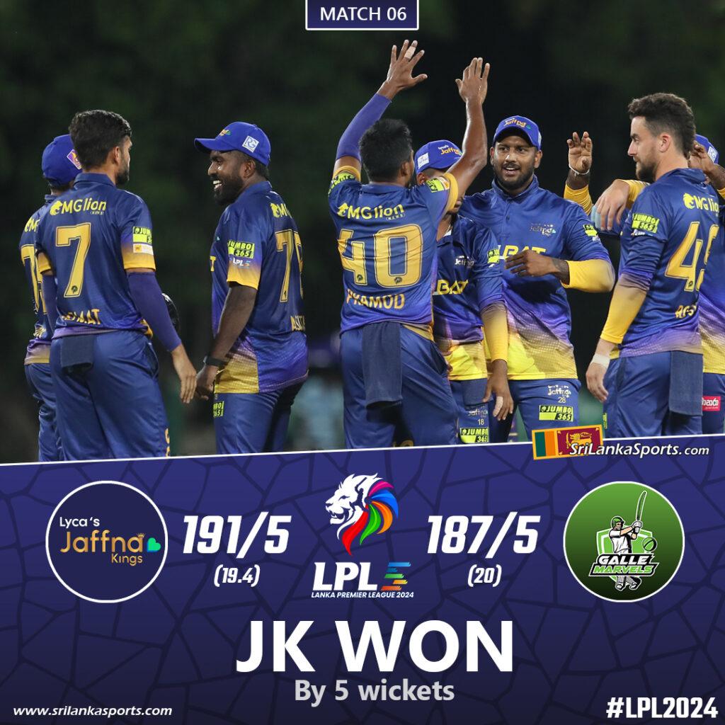 LPL 2024-Match 06, JK v GAM: Jaffna Kings Clinch Win with 5 Wickets in Hand